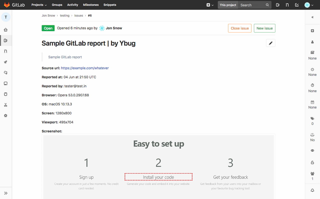 Ybug + GitLab integration