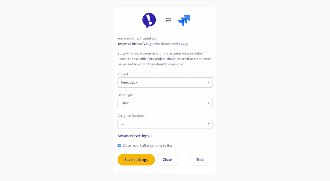 Jira integration - settings