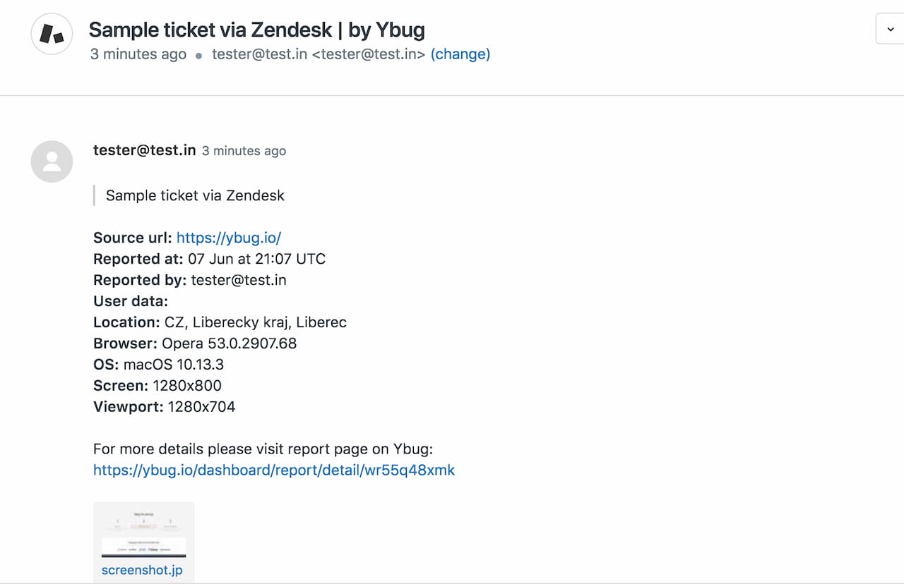 Ybug + Zendesk integration