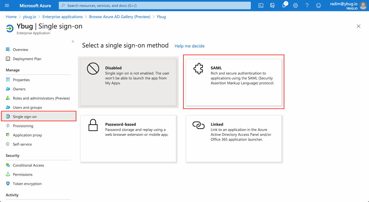 Single sign-on options in Azure AD