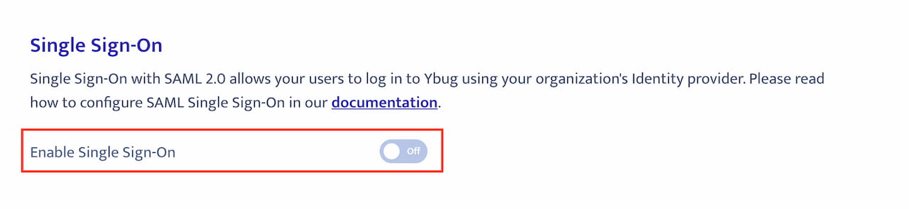 Enable SSO in Ybug